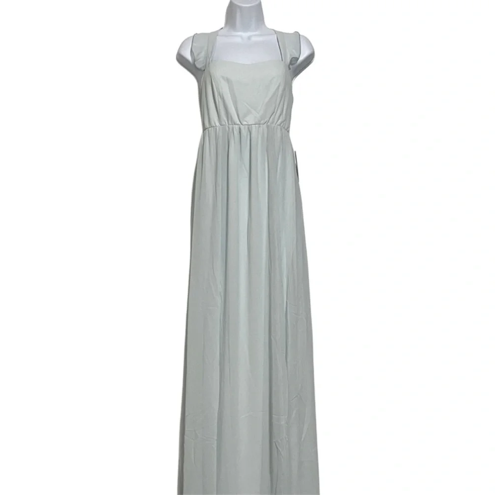 Show Me Your MuMu Women’s Maxi Flutter Strap Sleeves Bridesmaid Dress Size Large - Picture 2 of 12